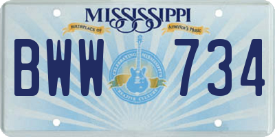 MS license plate BWW734