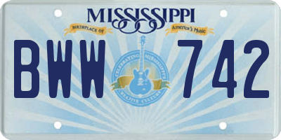 MS license plate BWW742
