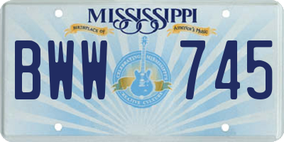 MS license plate BWW745
