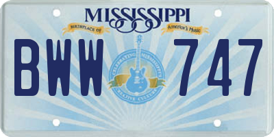MS license plate BWW747