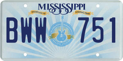 MS license plate BWW751