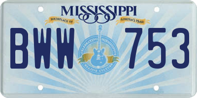 MS license plate BWW753