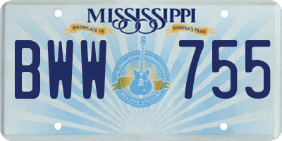 MS license plate BWW755