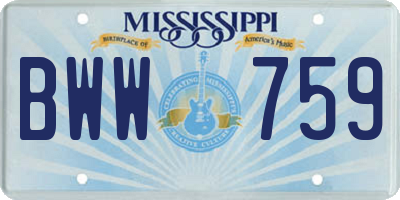 MS license plate BWW759