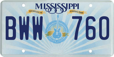 MS license plate BWW760