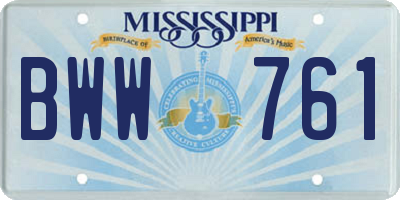 MS license plate BWW761