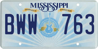MS license plate BWW763