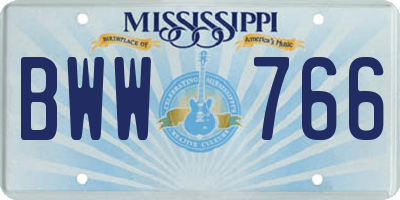 MS license plate BWW766