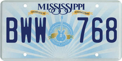 MS license plate BWW768