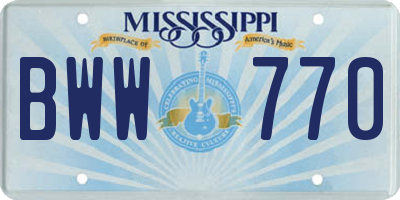 MS license plate BWW770