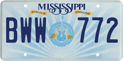 MS license plate BWW772