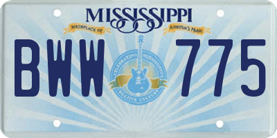 MS license plate BWW775