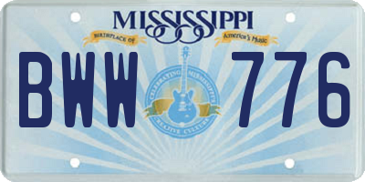MS license plate BWW776