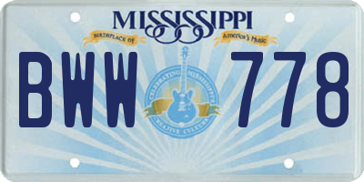 MS license plate BWW778