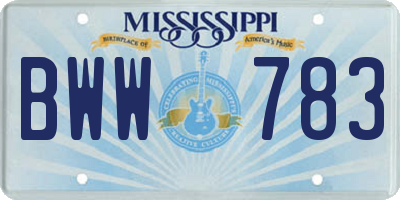 MS license plate BWW783