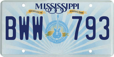 MS license plate BWW793