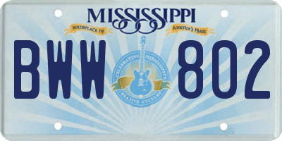 MS license plate BWW802