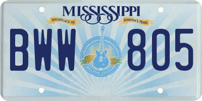 MS license plate BWW805