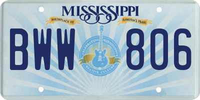 MS license plate BWW806