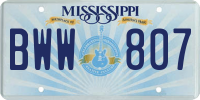 MS license plate BWW807