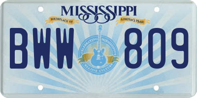 MS license plate BWW809