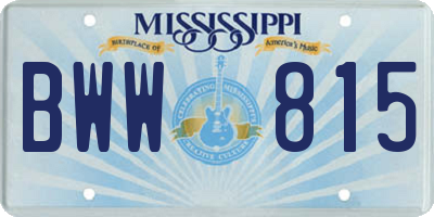 MS license plate BWW815