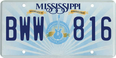 MS license plate BWW816