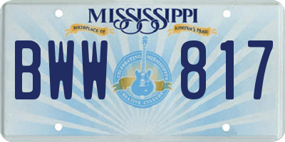 MS license plate BWW817