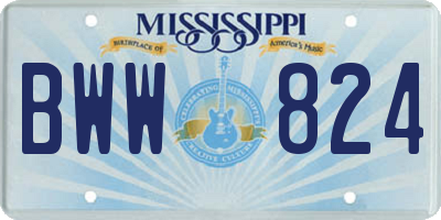 MS license plate BWW824