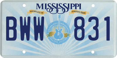 MS license plate BWW831