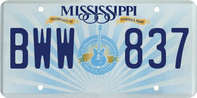 MS license plate BWW837