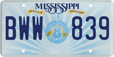 MS license plate BWW839