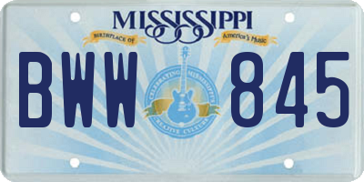 MS license plate BWW845