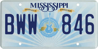 MS license plate BWW846