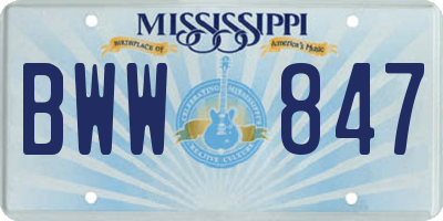 MS license plate BWW847