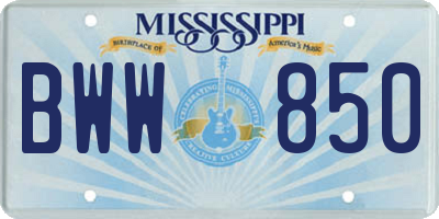 MS license plate BWW850