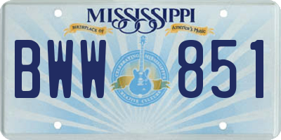 MS license plate BWW851