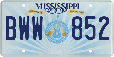 MS license plate BWW852