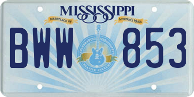 MS license plate BWW853
