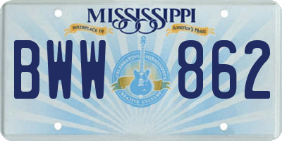 MS license plate BWW862
