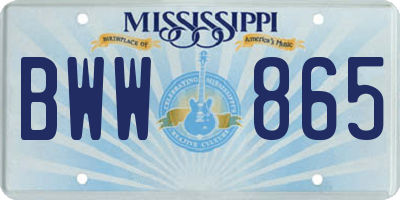 MS license plate BWW865