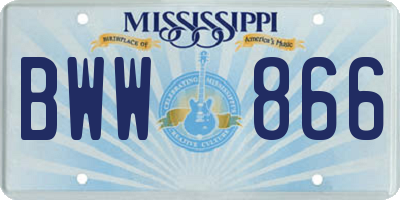 MS license plate BWW866