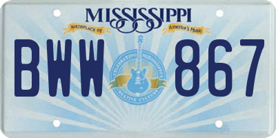 MS license plate BWW867
