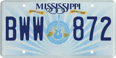 MS license plate BWW872