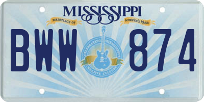 MS license plate BWW874