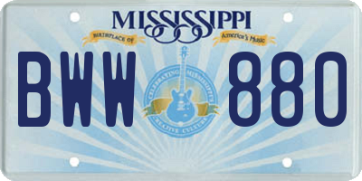 MS license plate BWW880