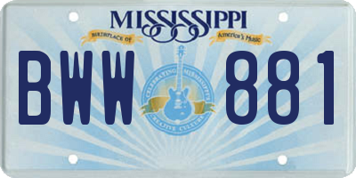 MS license plate BWW881