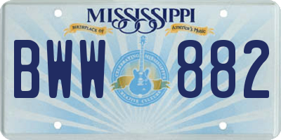 MS license plate BWW882