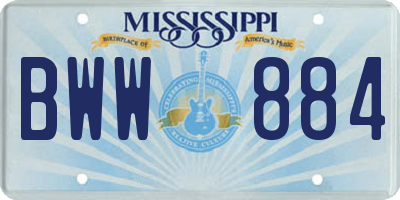 MS license plate BWW884
