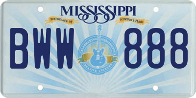 MS license plate BWW888